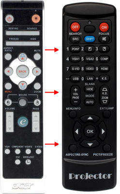 Replacement remote control for Acer XD1170D