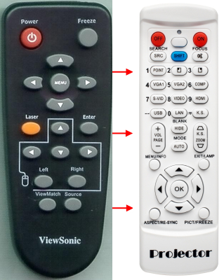 Replacement remote control for Viewsonic PJ557D