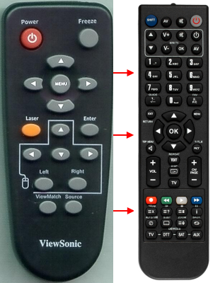 Replacement remote for Viewsonic A00008230, PJ559D, PJ560D, PJ560DC