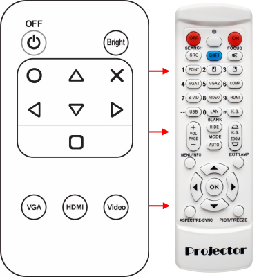 Replacement remote control for Optoma PK320