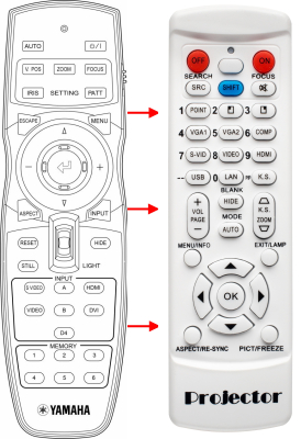 Replacement remote control for Yamaha DPX-1000