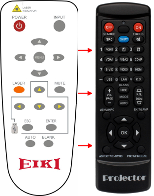 Erstatnings-fjernbetjening til  Eiki LC-XNB4000N
