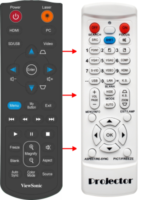 Replacement remote control for Viewsonic PLED-W500