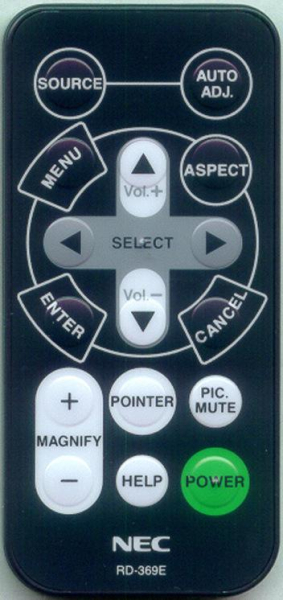 Replacement remote for Nec VT540K, RD369E, 7N900071