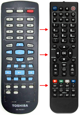 Replacement remote for Toshiba SD-V396SU SD-4300KC SD-780 SD-K625U
