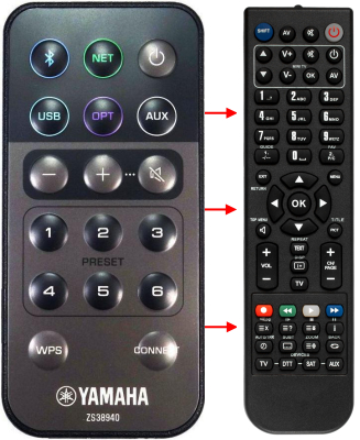 Replacement remote for Yamaha ZS38940 NX-N500