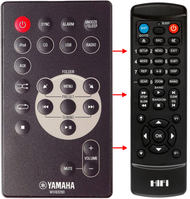 Controlo remoto de substituição para Yamaha WV83290 TSX-140 BL BK GR iPod Dock Stereo