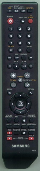 Replacement remote for Samsung DVDVR357, AK5900062A, 00062A