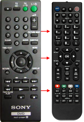 Replacement remote control for Sony RM-942-2