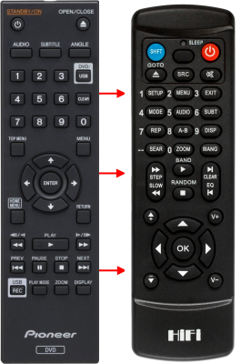 Replacement remote control for Pioneer 076E0PP161