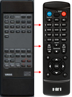 Erstatnings-fjernbetjening til  Yamaha MDX-595