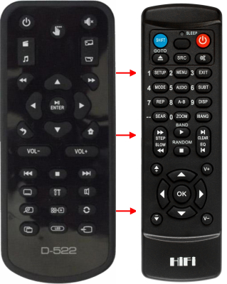 Replacement remote control for Storex D-522