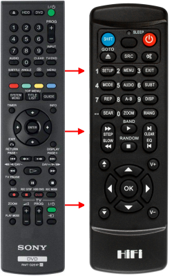 Replacement remote control for Sony 1-479-164-11