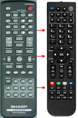 Replacement remote for Sharp CD-DH950P