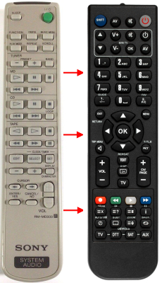 Replacement remote for Sony DHC-MD333 HCD-MD333