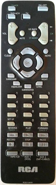 Replacement remote for Rca RT2380 RT2380BK RT2390
