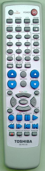 Replacement remote for Toshiba SE-R0135 SE-R0066