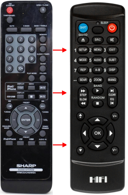 Replacement remote for Sharp XL-DH229P