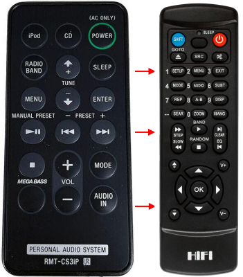 Replacement remote for Sony ZS-S3IPN