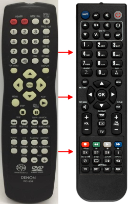 Replacement remote for Denon DVD-2900 DVD-2200 DVD-2200S DVD-5900
