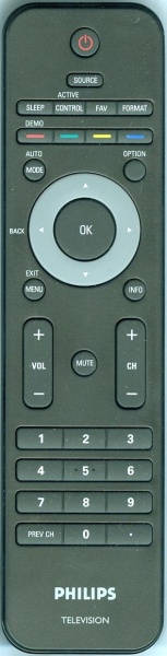 Replacement remote for Philips 42TA648BX 52PFL3603D/F7 32PFL3403D/F7 47TA648BX