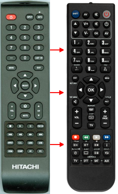 Replacement remote for Hitachi LE49S508 LE50H508 LE55H508 LE32N408 LE32H408