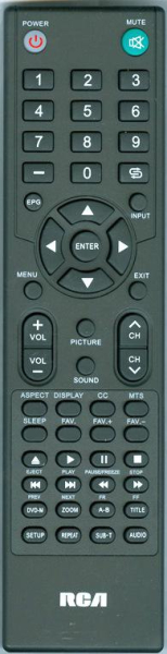 Replacement remote for Rca LED24A45RQ, LED19A30RQ, LED22B45RQD