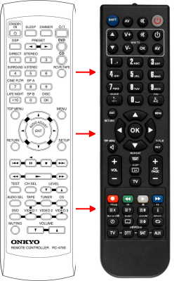Replacement remote control for Onkyo TX-SR500E