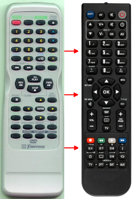 Replacement remote for Funai DCC0903D, WV20D5, WV13D5, NE207UD, 6513DF