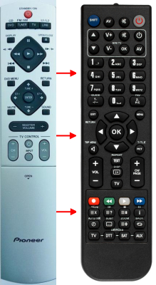 Replacement remote control for Pioneer XV-DV77