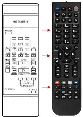 Erstatnings-fjernbetjening til  Mitsubishi VS50-DP1EDT