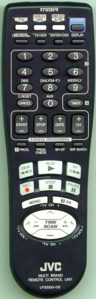 Replacement remote for JVC HR-A56U