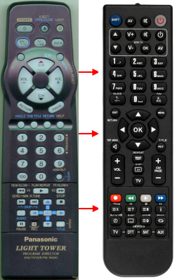 Replacement remote control for Panasonic 134608