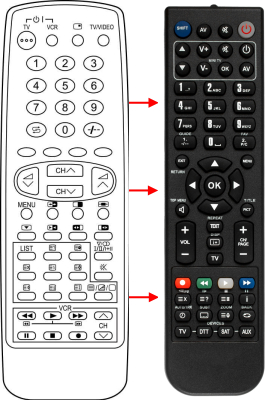 Replacement remote control for Sharp DV-5105H