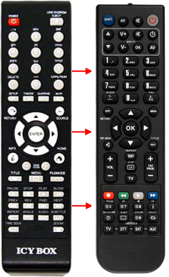 Replacement remote control for Icy Box FULL MEDIA PLAYER