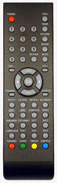 Replacement remote control for Ecron DVB19-EC