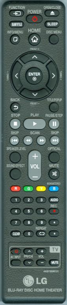 Replacement remote control for LG BH6540T