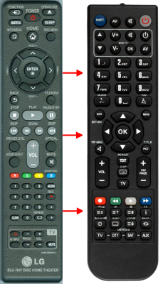 Replacement remote for LG BH6720S, AKB73596101, BH6820SW
