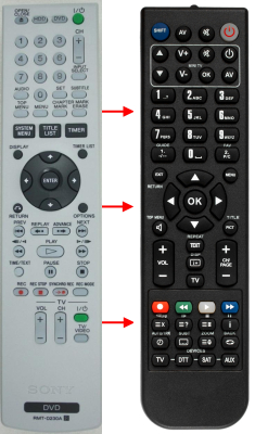 Replacement remote control for Sony RDR-HX725
