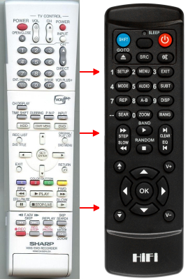 Replacement remote control for Sharp DV-HR300A(DVD)