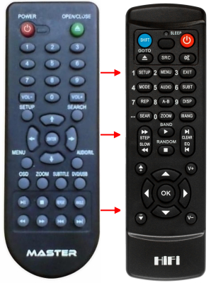 Replacement remote control for Master DV01