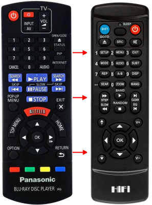 Replacement remote control for Panasonic DMP-BDT160