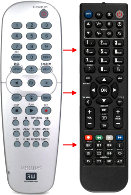 Replacement remote for Philips DVDR3390