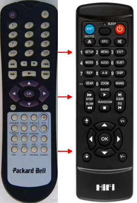 Replacement remote control for Packard Bell DIVX300PRO