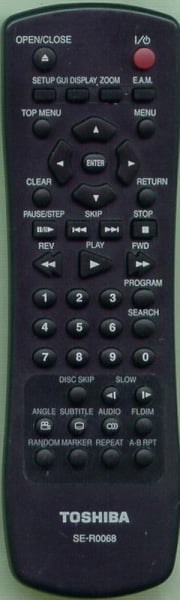 Replacement remote control for Toshiba SD-1800