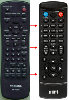 Replacement remote control for Toshiba 043000168W010