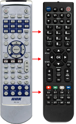 Replacement remote control for Bbk RC34
