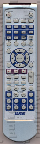Replacement remote control for Bbk RC37