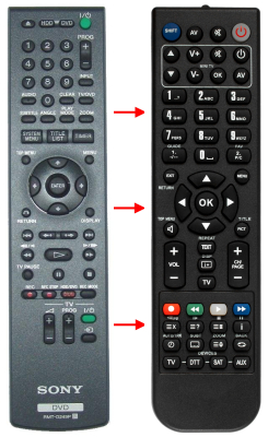 Replacement remote control for Sony RDR-HXD1090