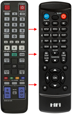 Replacement remote control for Samsung 00057C